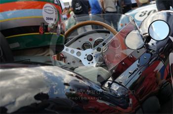 Marc Devis, 1956 Maserati 250SI, in the paddock ahead of the RAC Woodcote Trophy, Silverstone Classic 2009.