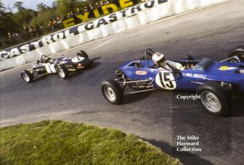 Bill Russell, Alexis Mk 18, and Andrew Chatburn, March 718, Formula Ford, Mallory Park, May, 1971
