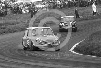 Gordon Spice, Mini Cooper S and John Handley, Cooper Car Company Mini Cooper S, Oulton Park Gold Cup meeting, 1967.
