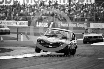 Nick Whiting, Richard Grant Ford Capri, British Touring Car Championship round, 1981 British Grand Prix, Silverstone.
