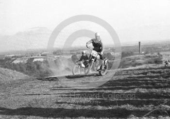 Wrekin backdrop, motorcycle scramble at Spout Farm, Malinslee, Telford, Shropshire between 1962-1965