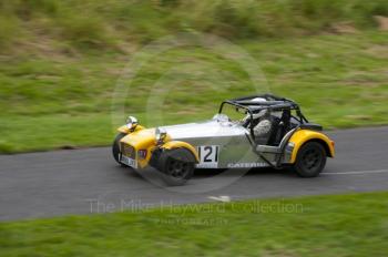 Robert Jacobs, Caterham seven, reg no X59 JVZ, Hagley and District Light Car Club meeting, Loton Park Hill Climb, August 2012.