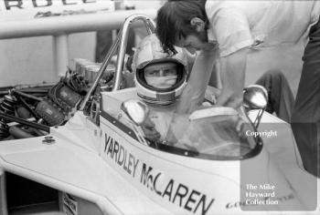 Mike Hailwood, Yardley McLaren M23, Brands Hatch, 1974 British Grand Prix.
