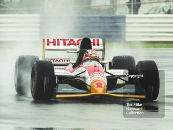 Johnny Herbert, Lotus 107B, seen during qualifying for the 1993 British Grand Prix at Silverstone.
