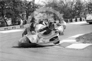 Mick Boddice, Chas Birks, 498 Armstrong, John Player international sidecar race, Donington Park, April 1982.