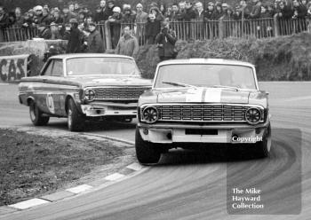 Roy Pierpoint and Brian Muir, Ford Falcons, Brands Hatch, Race of Champions meeting 1969.
