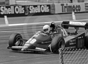 Rene Arnoux, Ferrari 126C3 exits Woodcote Corner, British Grand Prix, Silverstone, 1983
