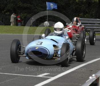 Clive Wilson, 1960 Lola Mk2, and William Grimshaw, 1960 Gemini Mk2, Millers Oils/AMOC Historic Formula Junior Race, Oulton Park Gold Cup meeting 2004.