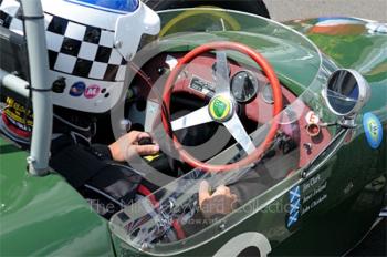 John Chisholm, 1960 Lotus 18, in the paddock prior to the HGPCA pre-1966 Grand Prix Cars Race, Silverstone Classic 2009.