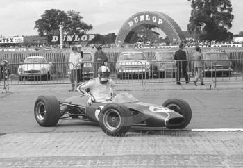 Charles Lucas, winner of the F3 race in a Lucas Engineering Lotus 41, Silverstone, British Grand Prix meeting 1967.
