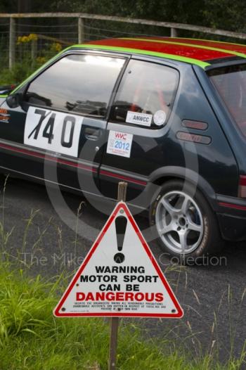 Angela Jones, Peugeot 205 GTI, Hagley and District Light Car Club meeting, Loton Park Hill Climb, August 2012. 