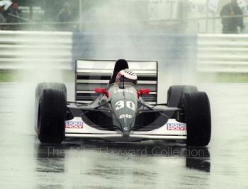 JJ Lehto, Sauber C12, seen during wet qualifying at Silverstone for the 1993 British Grand Prix.
