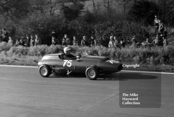 Chris Lawrence, twin engined Deep Sanderson 105, Formula Libre race, Mallory Park, March 8 1964.
