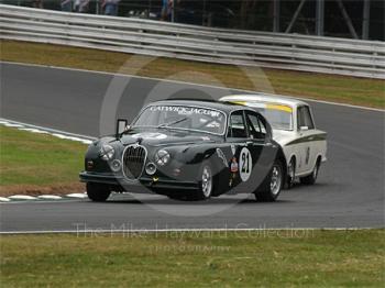 Graeme Dodd, Jaguar 3.8 Mk2 and Chris Sanders, Lotus Cortina at Old Hall, HSCC Historic racing Saloons, Oulton Park Gold Cup, 2003