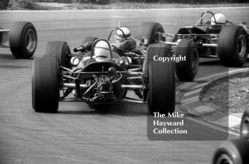 Jackie Stewart, Tyrrell Racing Organisation Matra MS7-02, in the pack at Druids Hairpin, Guards European F2 Championship, Brands Hatch, 1967
