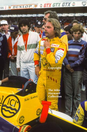 Keke Rosberg on the grid, Williams FW10, Silverstone, British Grand Prix, 1985.
