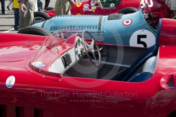 Talbot Lago T26 of Richard Pilkington  beside a Maserati sports car, HGPCA Front Engine GP Cars, Silverstone Classic 2010