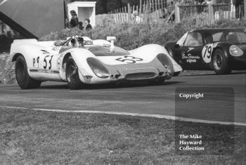 Jo Siffert, Porsche 908, and John Blades/Jim Morley, Ben Sherman Originals Chevron B8, Brands Hatch, BOAC 500 1969.
