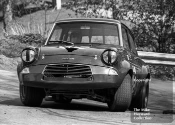 Richard Lane, Ford Anglia V8, 39th National Open meeting, Prescott Hill Climb, 1970.
