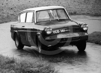 Ford Anglia, reg no YCD 161, Newton Oil Trophy Meeting, Prescott Hill Climb, September 1967.