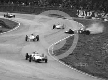 Tony Hansen, Brabham BT21B, spins at the Esses, Formula Ford, Mallory Park, May, 1971