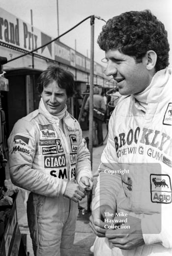 Ferrari team mates Jody Scheckter and Gilles Villeneuve, Silverstone, British Grand Prix 1979.
