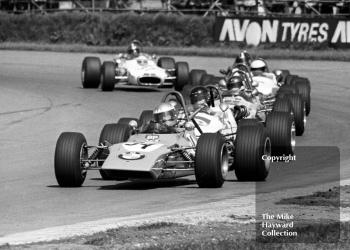 Freddy Kottulinsky, Lotus 69, followed by James Hunt, March 713S, Silverstone, International Trophy meeting 1971.
