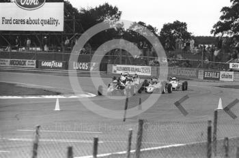 Formula Ford cars battle it out at Woodcote, Tourist Trophy meeting, Silverstone, 1984.
