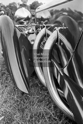 Exhaust pipe reflection, 1969 VSCC Richard Seaman Trophies meeting, Oulton Park.