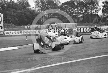 Sidecar spins at the chicane, Donington Park 1980.