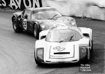 Bill Bradley, Porsche 906, and Alan Rollinson, Tech Speed Racing Chevron B8 BMW, Guards International Trophy Race, Mallory Park, 1968.
