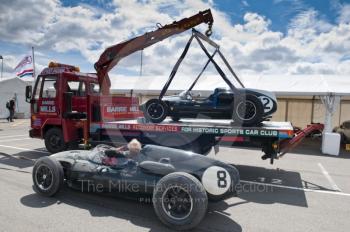 Cooper T45s of Rod Jolley and Tony Ditheridge return to the paddock, HGPCA pre-66 Grand Prix Cars, Silverstone Classic 2010