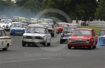 Stuart Rider, BMW 2000 and Peter Lanfranchi, Lotus Cortina, HSCC Historic racing Saloons, Oulton Park Gold Cup, 2003