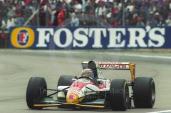 Alessandro Zanardi, Lotus 107B, seen during the 1993 British Grand Prix at Silverstone.
