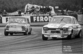 Vince Woodman, Broadspeed Ford Escort, Richard Longman, Mini, Silverstone International Trophy meeting 1972.
