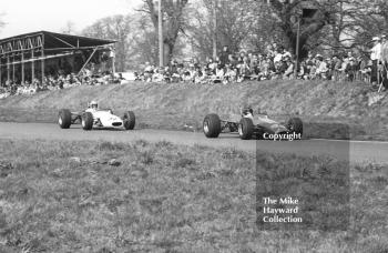 Roy Pike, Charles Lucas Titan, leads Tony Lanfranchi, Ken Bass Racing Merlyn Mk10A, BRSCC Trophy, Formula 3, Oulton Park, 1968.
