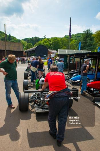 Lining up in the paddock, Shelsley Walsh Hill Climb, June 1st 2014. 