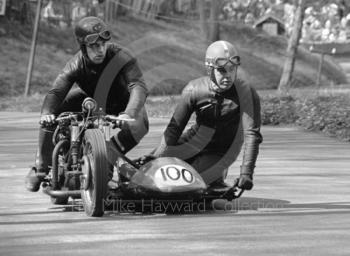 M Gearing and J Mattheson, Triumph 650, 39th National Open meeting, Prescott Hill Climb, 1969.