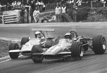 Chris Skeaping, Chevron B17, and Laif Hallgren, March 703,, March, Brands Hatch, British Grand Prix meeting 1970.
