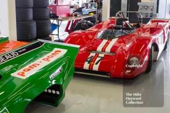 Nick Pink's Lola T210 in the pits at the 2016 Silverstone Classic.
