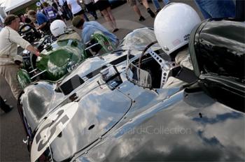 Jonathan Turner/Mark Hales, 1955 D type, in the paddock ahead of the RAC Woodcote Trophy, Silverstone Classic 2009.