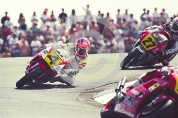 Niall Mackenzie, Castrol Yamaha/Team Roberts, Donington Park, British Grand Prix 1991. 