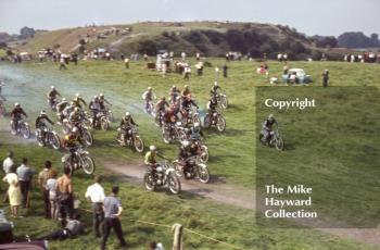 Group of riders, motorcycle scramble at Spout Farm, Malinslee, Telford, Shropshire between 1962-1965.