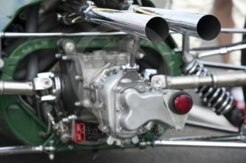 Immaculate rear end of a Lotus 25 F1 before the HGPCA pre-66 Grand prix cars event, Silverstone Classic 2010