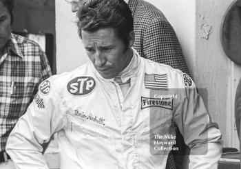 Mario Andretti in the pits, British Grand Prix, Brands Hatch, 1970
