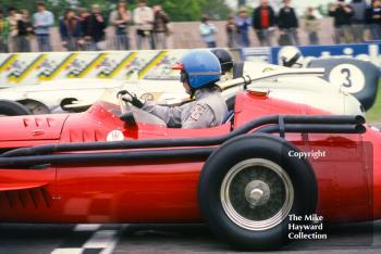 Vic Norman, Maserati 250F, leaving the grid at a May 1980 VSCC meeting at Donington Park.
